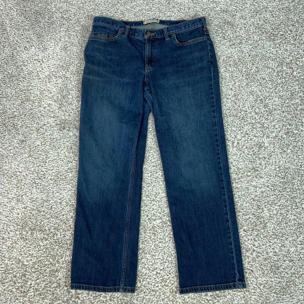 Carhartt Jeans Women 12 Short Blue Straight Leg Workwear Denim Pant Outdoor Logo